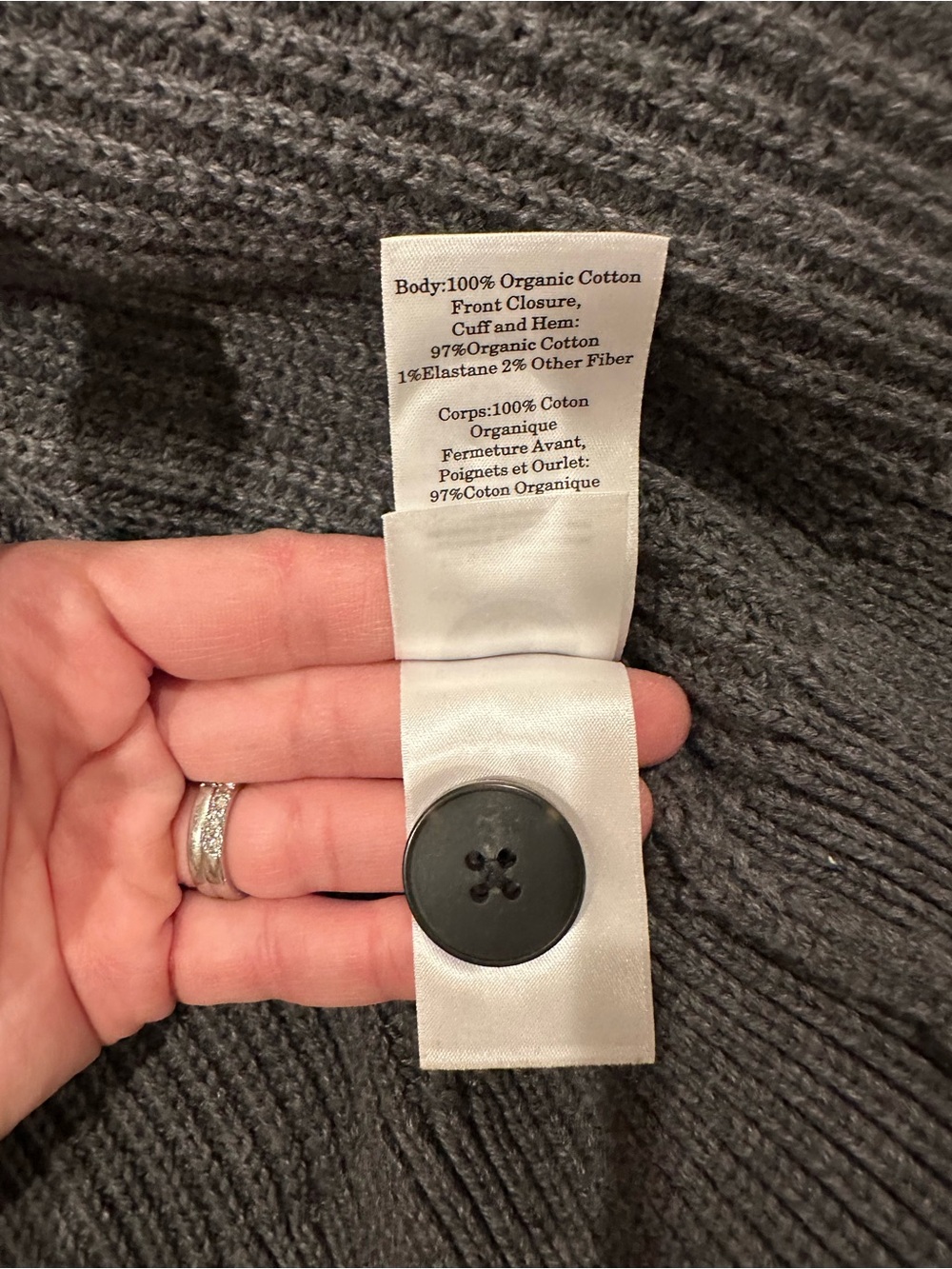 Everlane Gray Ribbed V-Neck Button Cardigan - Picture 4 of 9